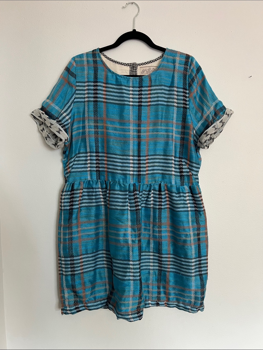 Ace & Jig Teal Plaid Short Sleeve Mini Dress
